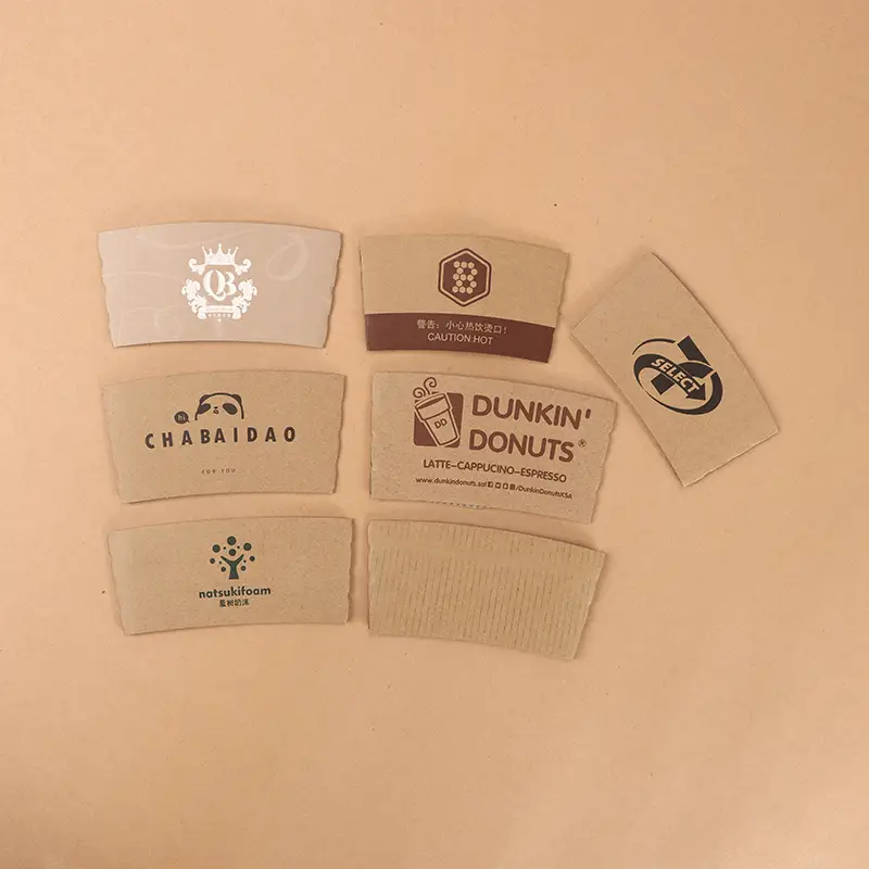 Uchampak- Cheap Price Disposable Cardboard Coffee Cup Jacket Hot Drink Cup Sleeves Take Away Tea Cups Cup Sleeves 1