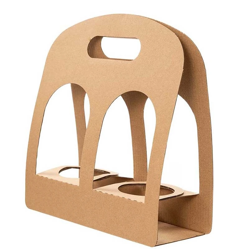 Uchampak- Customized take away hot drink paper cup carrier with handle coffee holder to go tea cup holder Cup Sleeves 1