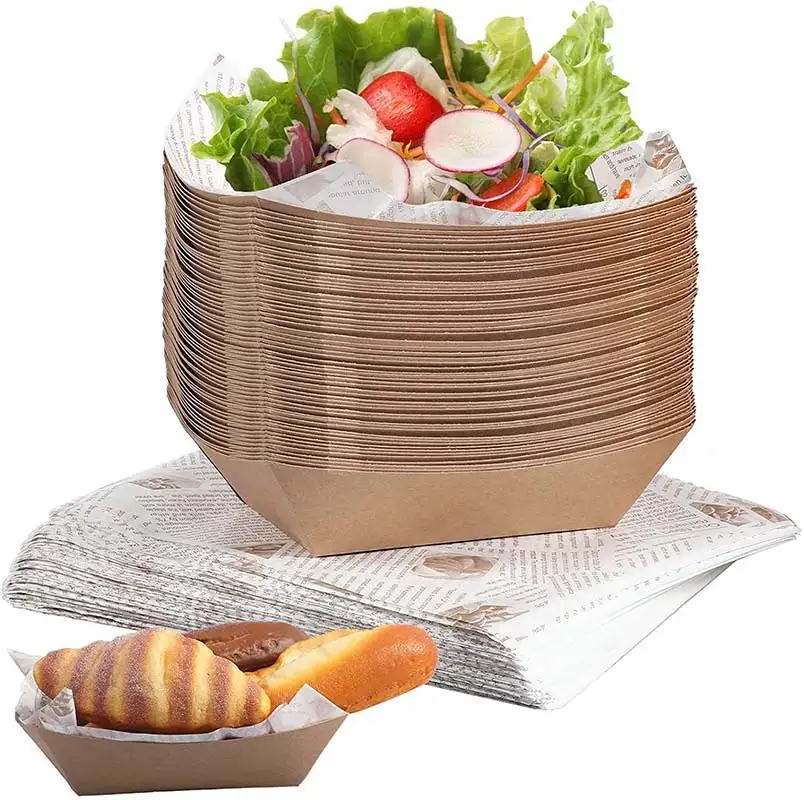 Uchampak- Heittþéttingarhúðaður pappír Matur Snarlbakki Sérsniðin bollaermar 1