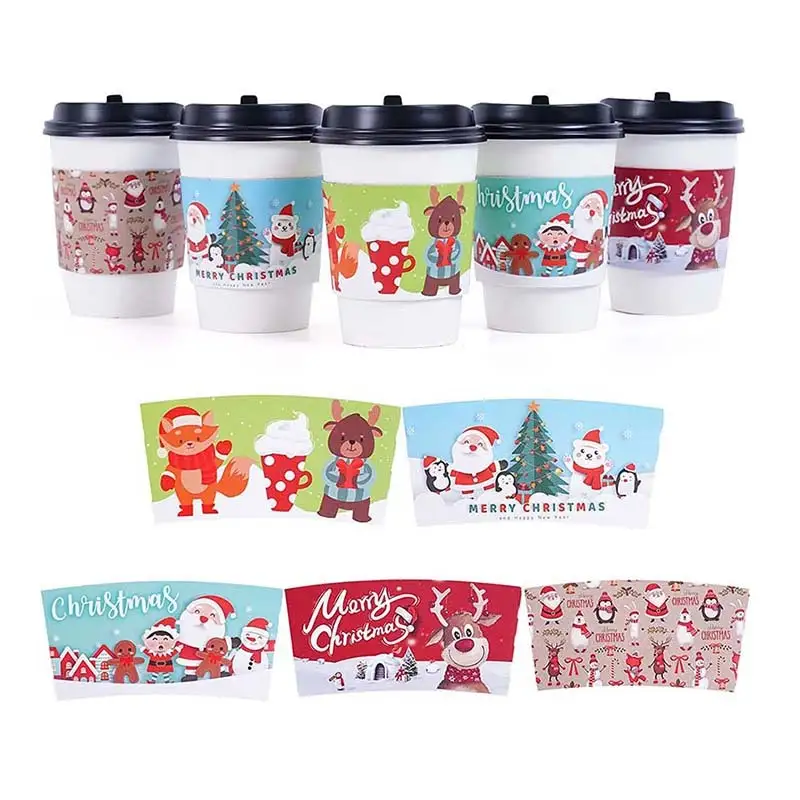 Uchampak - Kraft Paper Sleeves  Drinks Insulated Coffee Sleeves Disposable Corrugated Cup Sleeves Jackets 1