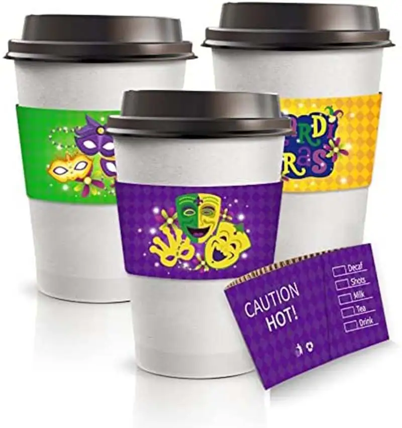 Uchampak- Cup Sleeve Corrugated Para sa Maiinit at Malamig na Inumin Paper Cup Sleeve Customized Color at Pattern Cup Sleeves 1