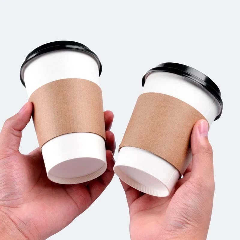 Uchampak- Paper Sleeves Protective Heat Insulation Drinks InsulatedCoffee Sleeves Disposable Corrugated Cup Sleeves 1