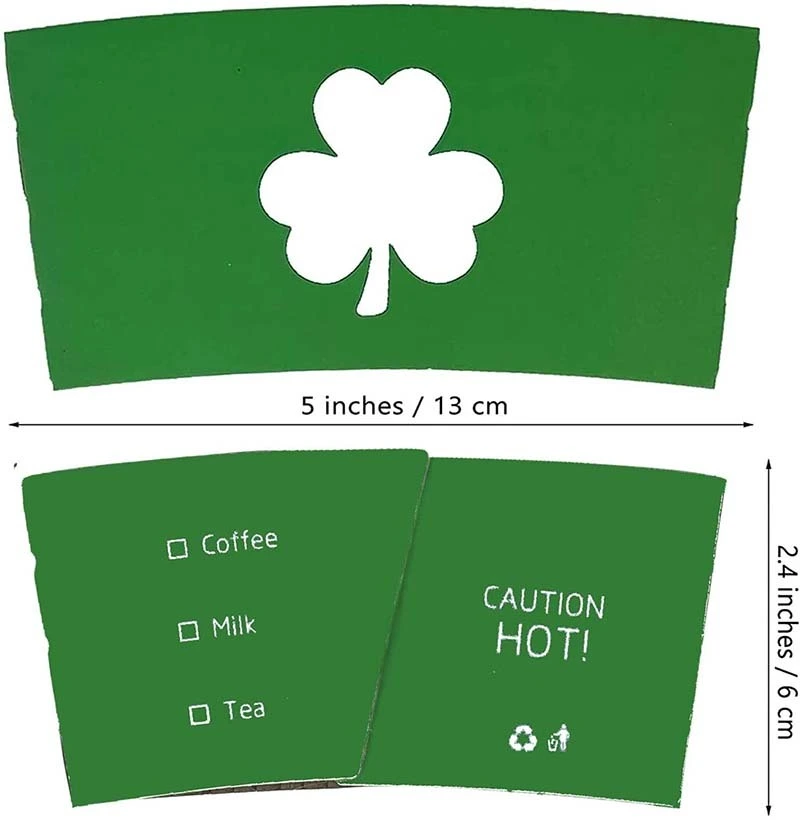 Uchampak- Kraft Disposable Paper Cup Sleeves 6 Designs for 12 and 16oz Corrugated Cup Paper Jacket Cup Sleeves 1