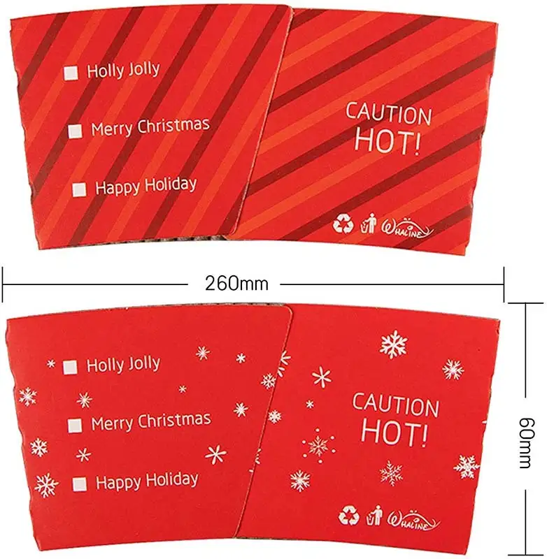 Uchampak- Cup Sleeve Fun Gbona ati Awọn ohun mimu Tutu Iwe Cup Awọ Aṣa Adani ati Apẹrẹ Anti-scalding Cup Sleeves1 1