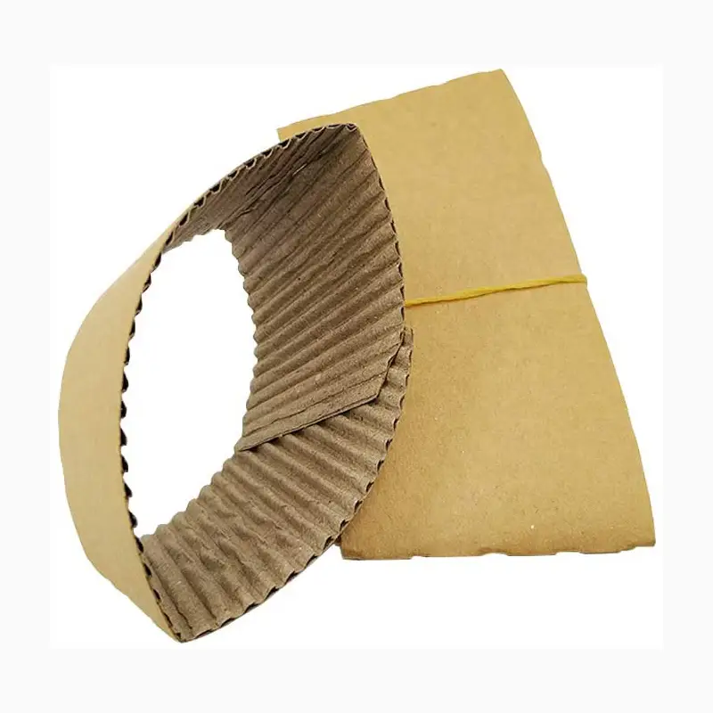 Uchampak- Custom Paper Corrugated Recycled Printed Logo Coffee Cup Sleeve for Hot Drinks Wholesale Cup Sleeves2 1