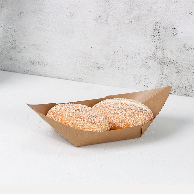 Uchampak - Paper Food Trays Paper Kraft Brown Paper Food Trays Disposable Restaurant Supplies Cup Sleeves 1