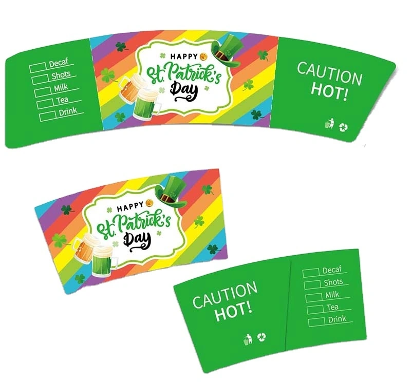 Uchampak - Paper Cup Sleeve Customized Disposable Coffee Cup Sleeve Packaging Cup Holder Printed Cup Sleeves 1