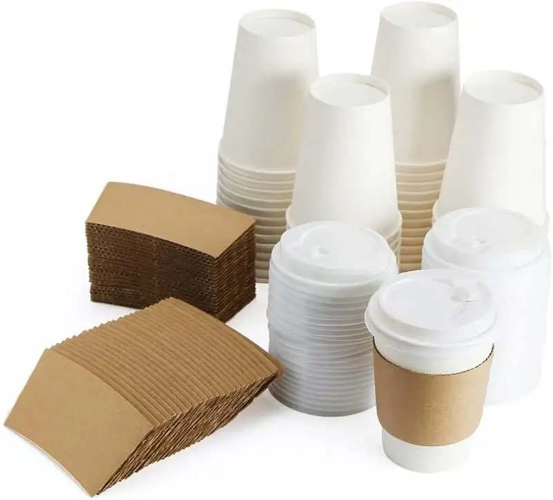 Uchampak- Recyclable  Disposable Sleeve, Insulated for Hot Drinks Fits 10 12 16oz paper cup Cup Sleeves 1