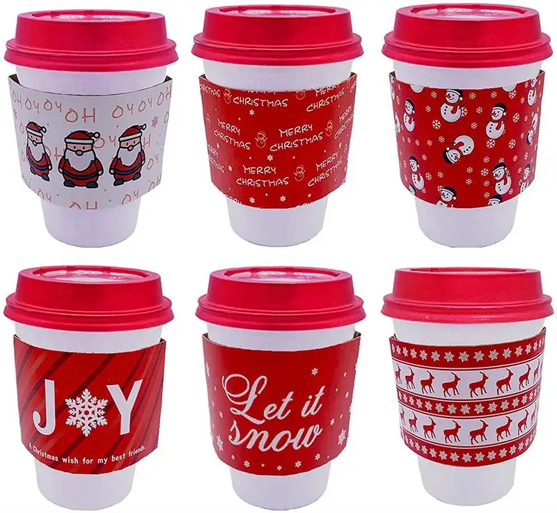 Uchampak- Màniga de tassa d'un sol ús personalitzada Màniga de tassa de cafè Màniga de paper Portavasos Mànigues de tassa corrugades impreses 1