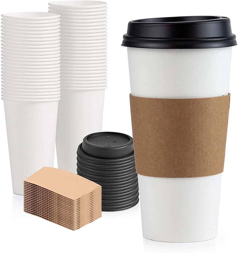 Uchampak - Recyclable Coffee Cup Sleeves Disposable Cardboard Sleeve,  for Hot Drinks. Fits 10 12 16 Cup Sleeves 1