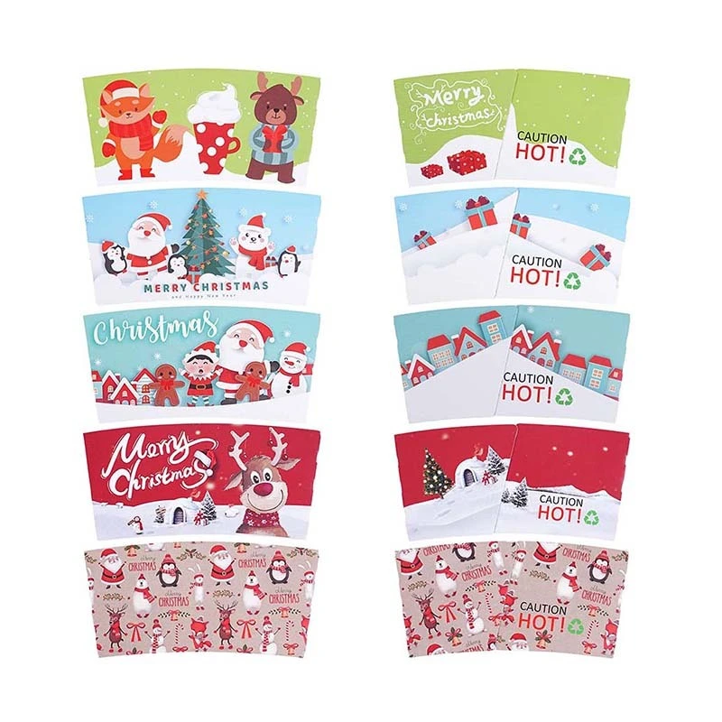 Uchampak- Kraft Disposable Paper Cup Sleeves Paper Jacket for Hot Chocolate Cocoa or Cold Cup Cup Sleeves 1