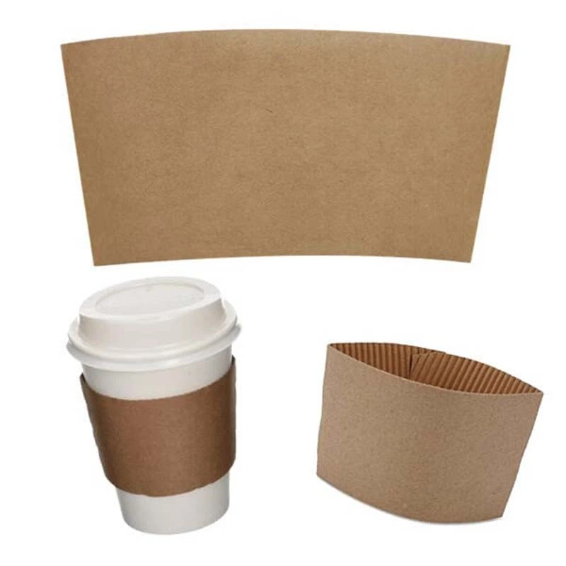 Uchampak - 8 oz Disposable Coffee Cup Sleeves for Hot Drinks Paper Corrugated Cup Jackets Cup Sleeves 1