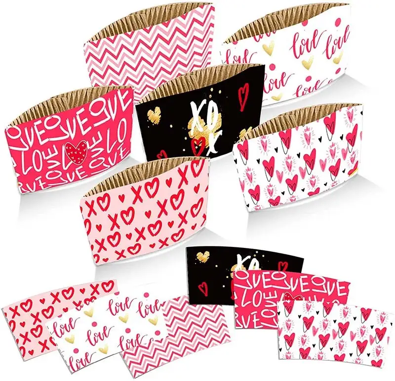 Custom Paper Cup leungeun baju Anti scalding Reusable Kopi Sleeves Grosir 1