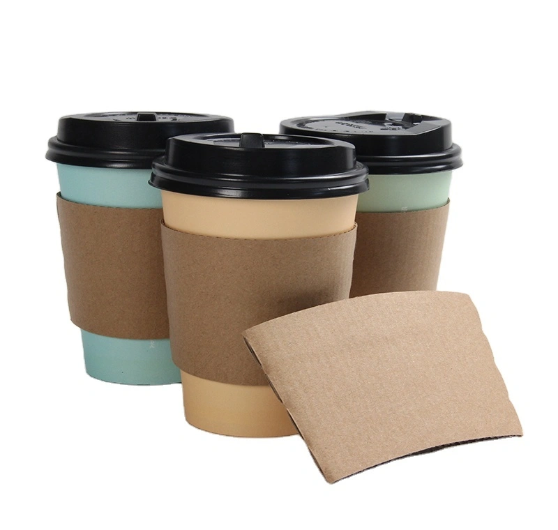 Uchampak - Paper Cup Sleeve Customized Disposable Cup Sleeve Packaging Paper Cup Holder Corrugated Cup Sleeves 1