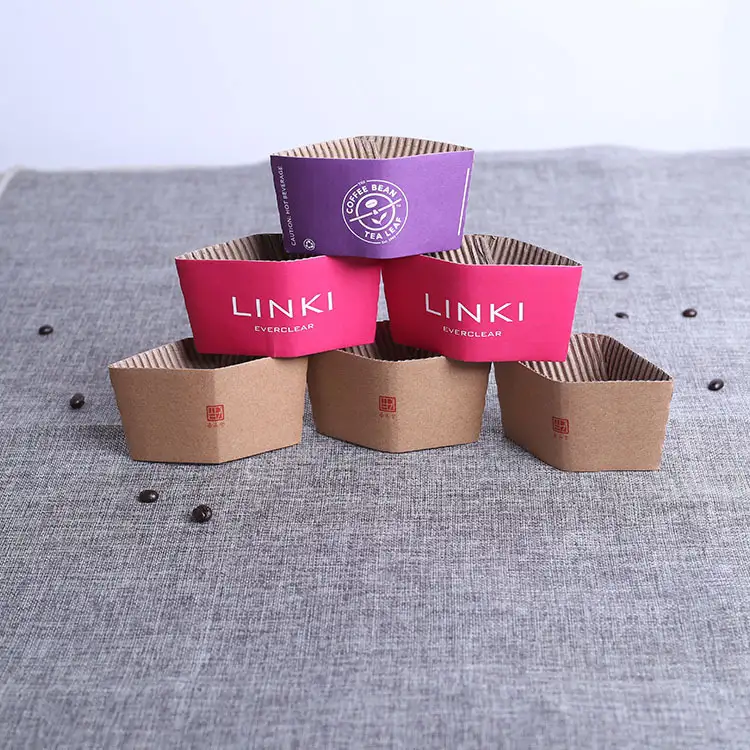 Uchampak - Kraft paper cup sleeve cardboard corrugated coffee and coffee cup sleeve custom and logo custom Cup Sleeves 1