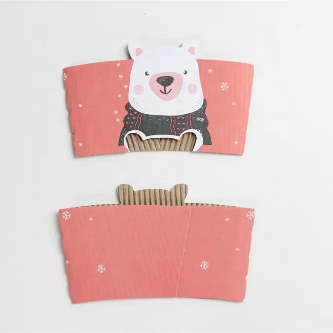 Uchampak- Isọnu Corrugated Kraft Coffee Cup Sleeve With Logo Printing Cup Sleeve 1