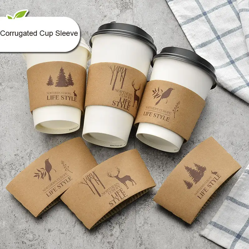 Uchampak- High Quality Customized Paper Cup Sleeve With Logo Paper Coffee Cup Sleeve Cup Sleeves 1