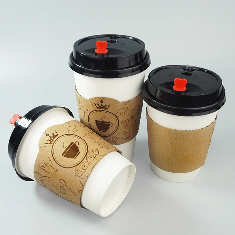 Uchampak - Environmental Biodegradable Disposable Embossed Paper Coffee Cup Sleeve Cup Sleeves 1