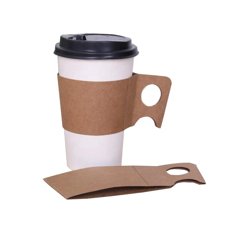 Uchampak - Disposable corrugated cardboard cup sleeve with handle Cup Sleeves 1