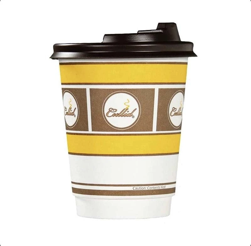 Uchampak- Disposable Paper Coffee Cups | Water Paper Cups, Hot Cocoa, Cold Beverage | Rolled Rims, Double wall cup 1