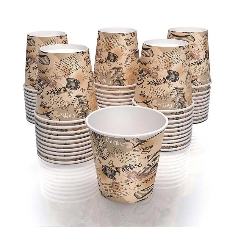 Uchampak - хартиени чаши за еднократна употреба, Топла / ладна чаша за пиење пијалок за вода, сок Чаша со еден ѕид 1