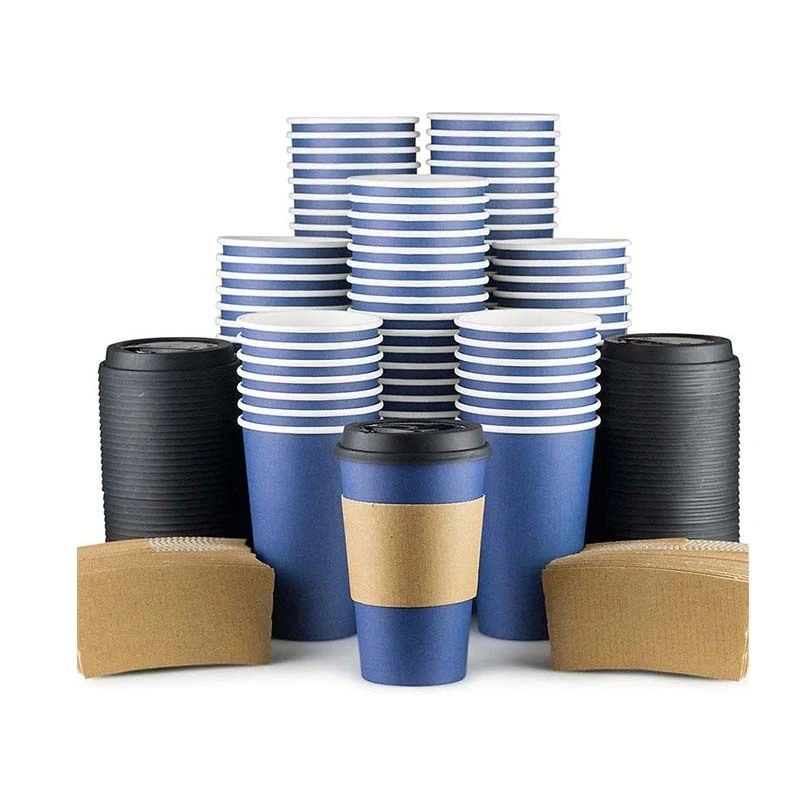 Uchampak - Coffee Paper Cup Disposable Double Wall Gold Foil Stamping Custom Logo 8oz 12oz Style Time Ripple wall cup 1