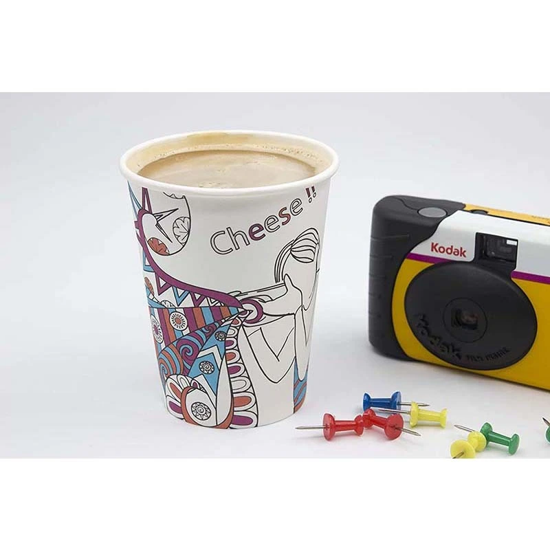 Uchampak - Disposable Paper Coffee Cup with Lids, Hot/Cold Beverage Drinking Cup for Water Single wall cup 1