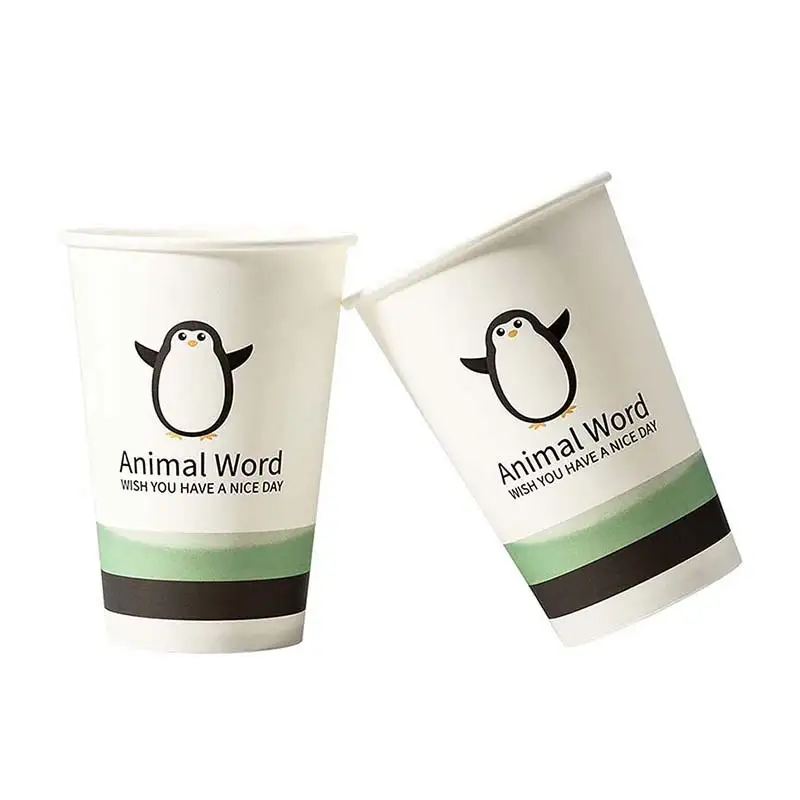 Uchampak- Paper Coffee Cups Disposable Paper Coffee Cup with Lids Hot/Cold Beverage Cup for Water Single wall cup 1