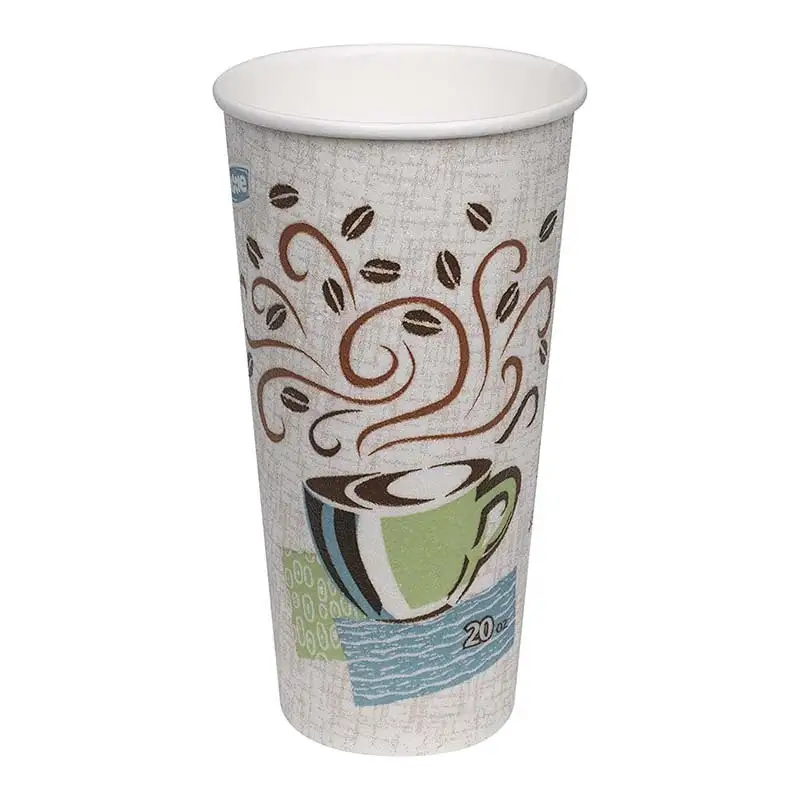 Uchampak- Disposable Paper Coffee Cup with Lids Hot/Cold Beverage Drinking Cup for Water Single wall cup 1