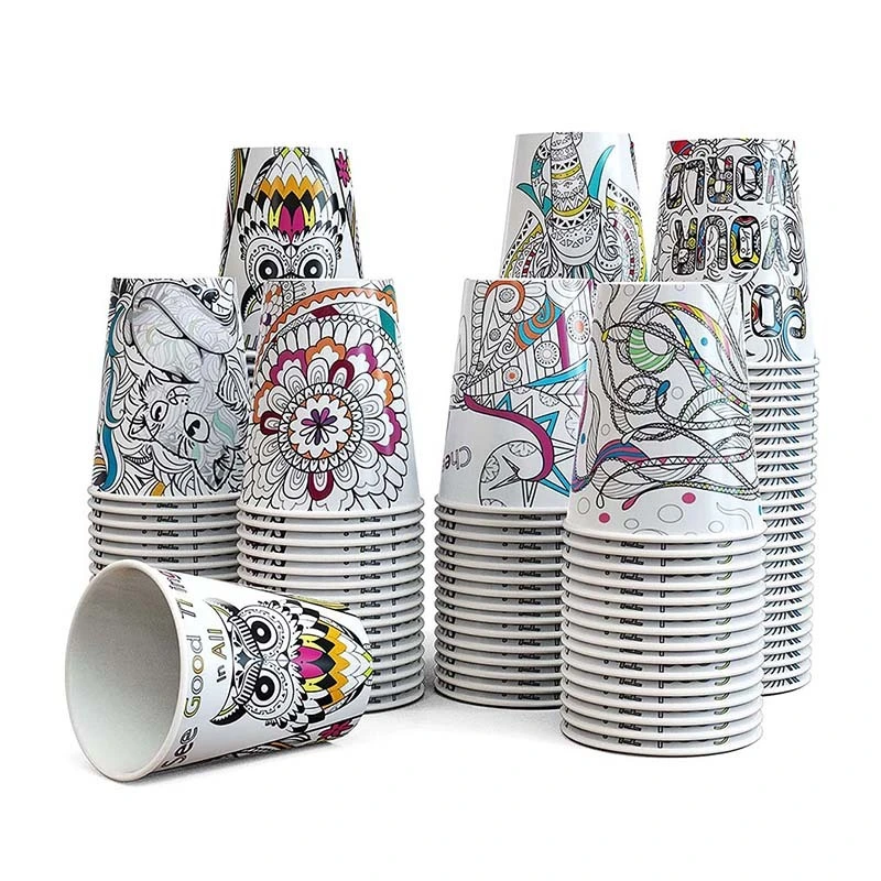 Uchampak- Paper Coffee Cups, Disposable Paper Coffee Cup with Lids,Hot/Cold Beverage Drinking Cup for Water 1
