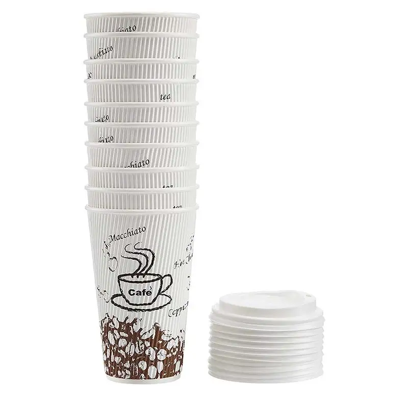 Uchampak- Dubbele muurpapierbeker Pasgemaakte Logo Papierbak Groengoud Donker Muur Handwerk STYL Food Ripple muurbeker 1