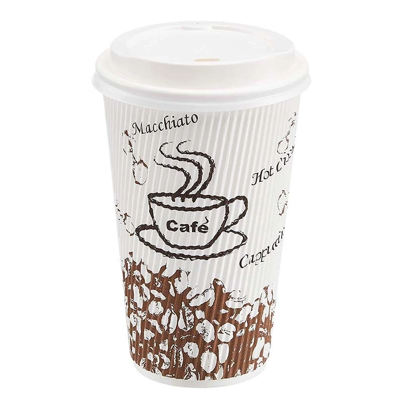 Uchampak - Double wall paper cup Custom Logo Paper Bowl Green Gold Dark Wall Craft STYLE Food Ripple wall cup 1