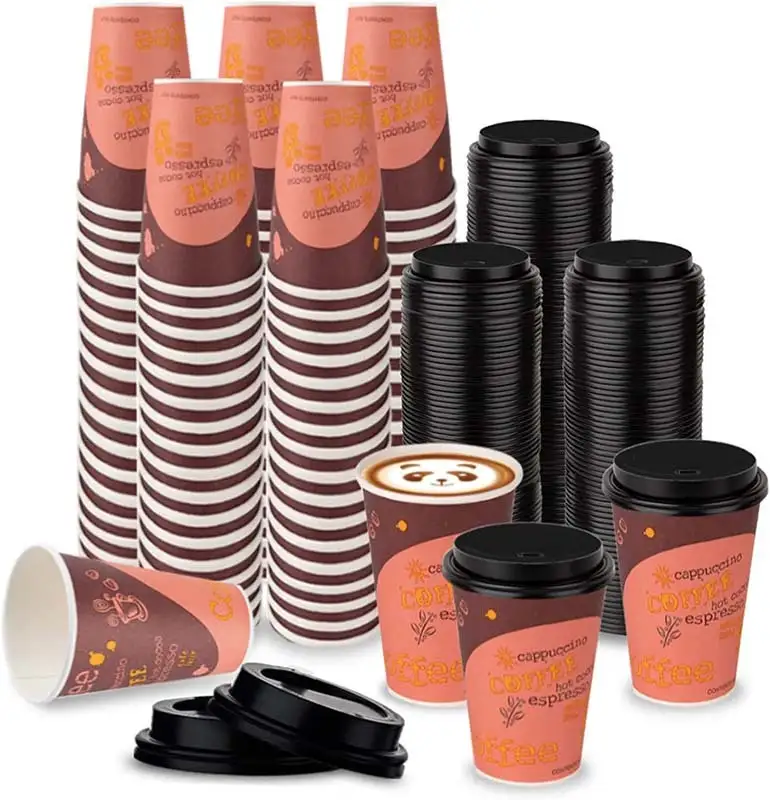 Uchampak- Disposable Paper Coffee Cup, Hot/Cold Beverage Drinking Cups for for Party, Picnic,Travel Single wall cup 1