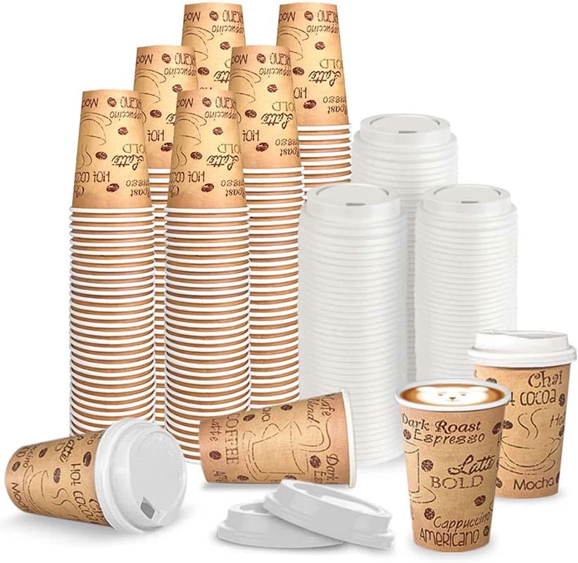 Uchampak- Disposable Paper Coffee Cup, Hot/Cold Beverage Drinking Cups for for Party, Picnic,Travel Single wall cup1 1