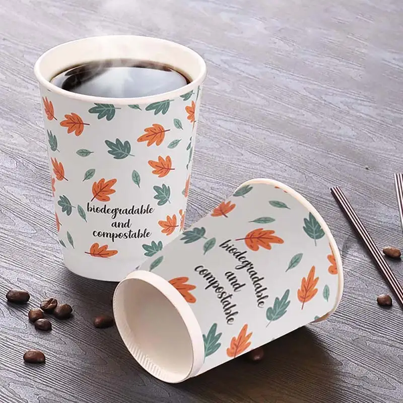 Uchampak- Hot Coffee Paper Cup Disposable Double Wall Gold Foil Stamping Custom Logo  8oz 12oz Packaging Single wall cup 1