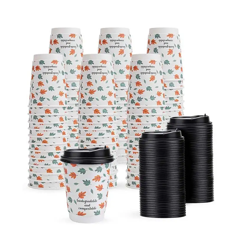 Uchampak- Tasses de paper d'un sol ús per begudes fredes per a aigua, sucs, cafès o cafè Tassa de paret individual 1