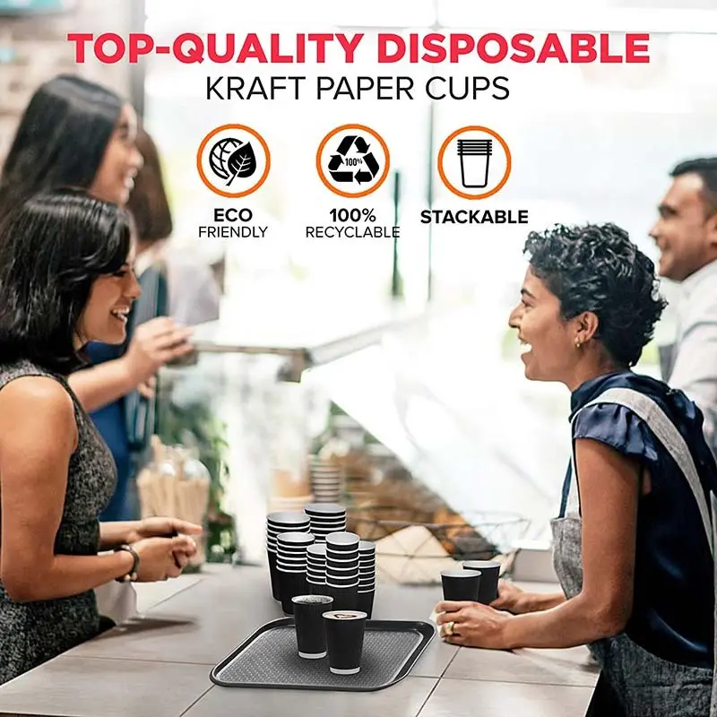 Custom black ripple coffee cups  Manufacturer | Uchampak 3