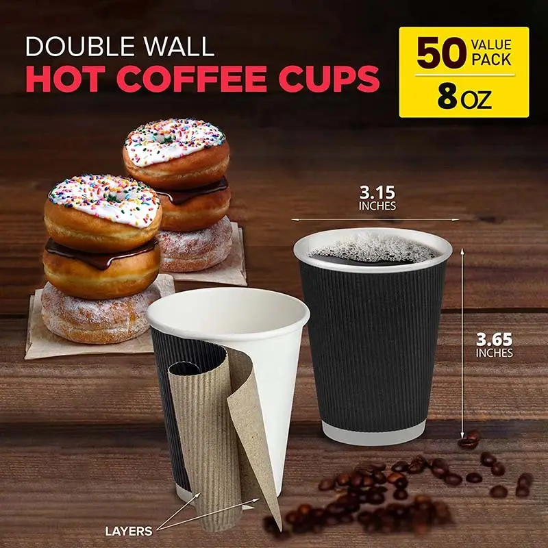 Custom black ripple coffee cups  Manufacturer | Uchampak 4