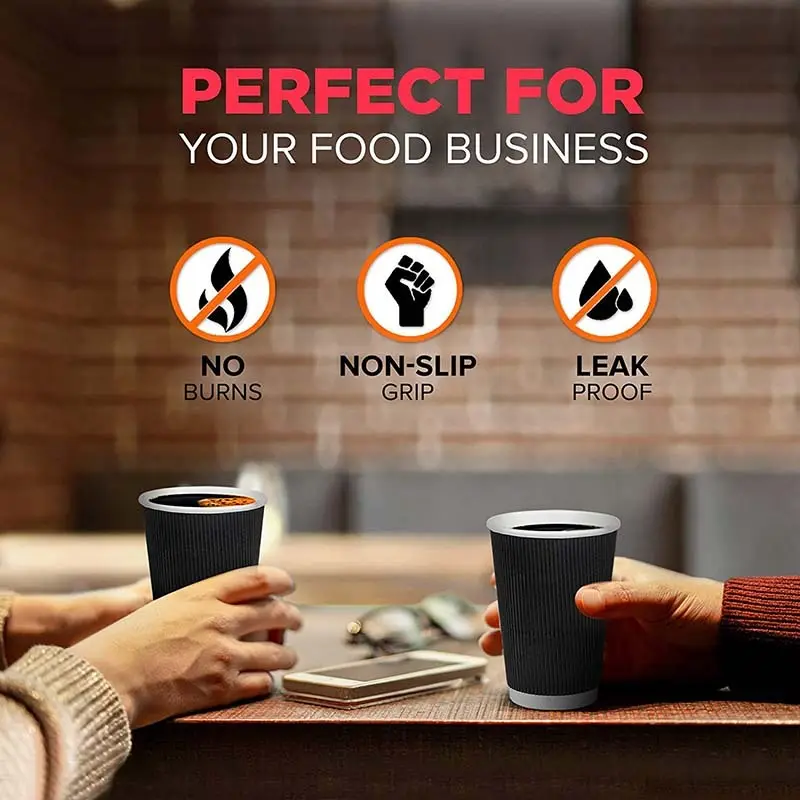 Custom black ripple coffee cups  Manufacturer | Uchampak 6