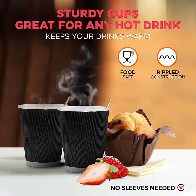 Custom black ripple coffee cups  Manufacturer | Uchampak 5