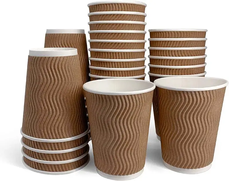 Uchampak - 8oz Compostable Paper Cups Disposable Paper Coffee Cups Water Paper Cups Hot Cocoa Cold Beverage 1