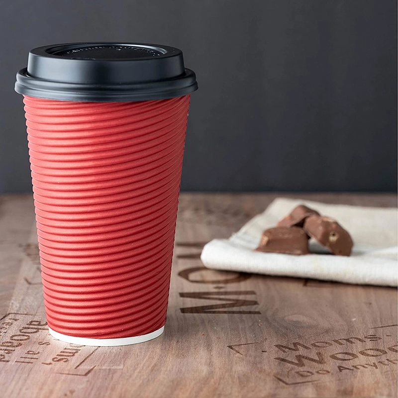 Uchampak - Hot Coffee Paper Cup Disposable Double Wall Custom Logo All 8oz 12oz Ripple wall cup1 1