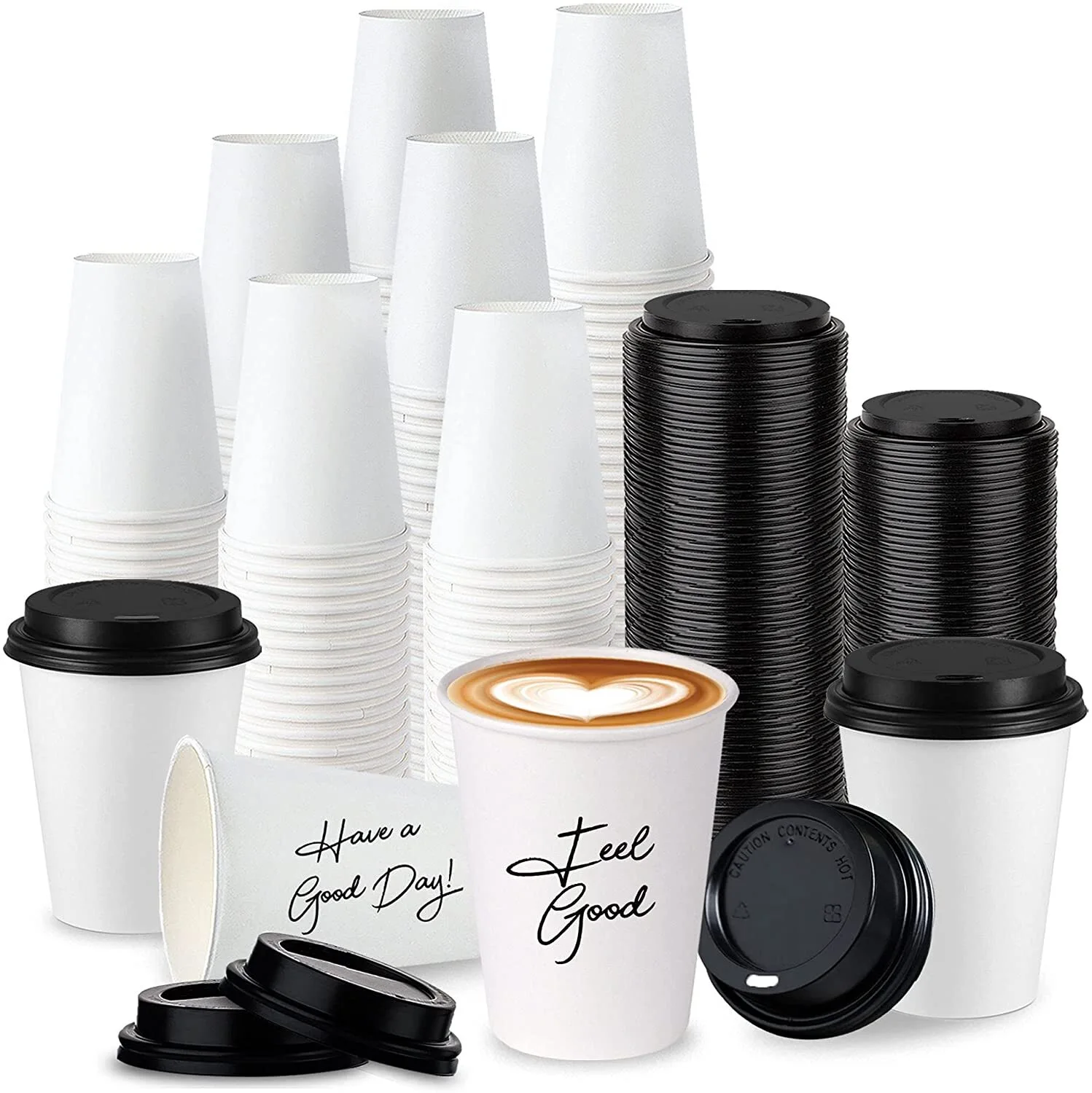 Uchampak- Hot Coffee Paper Cup Disposable Double Wall All 8oz 12oz 16oz 20oz to go cups White paper cups Single wall cup 1