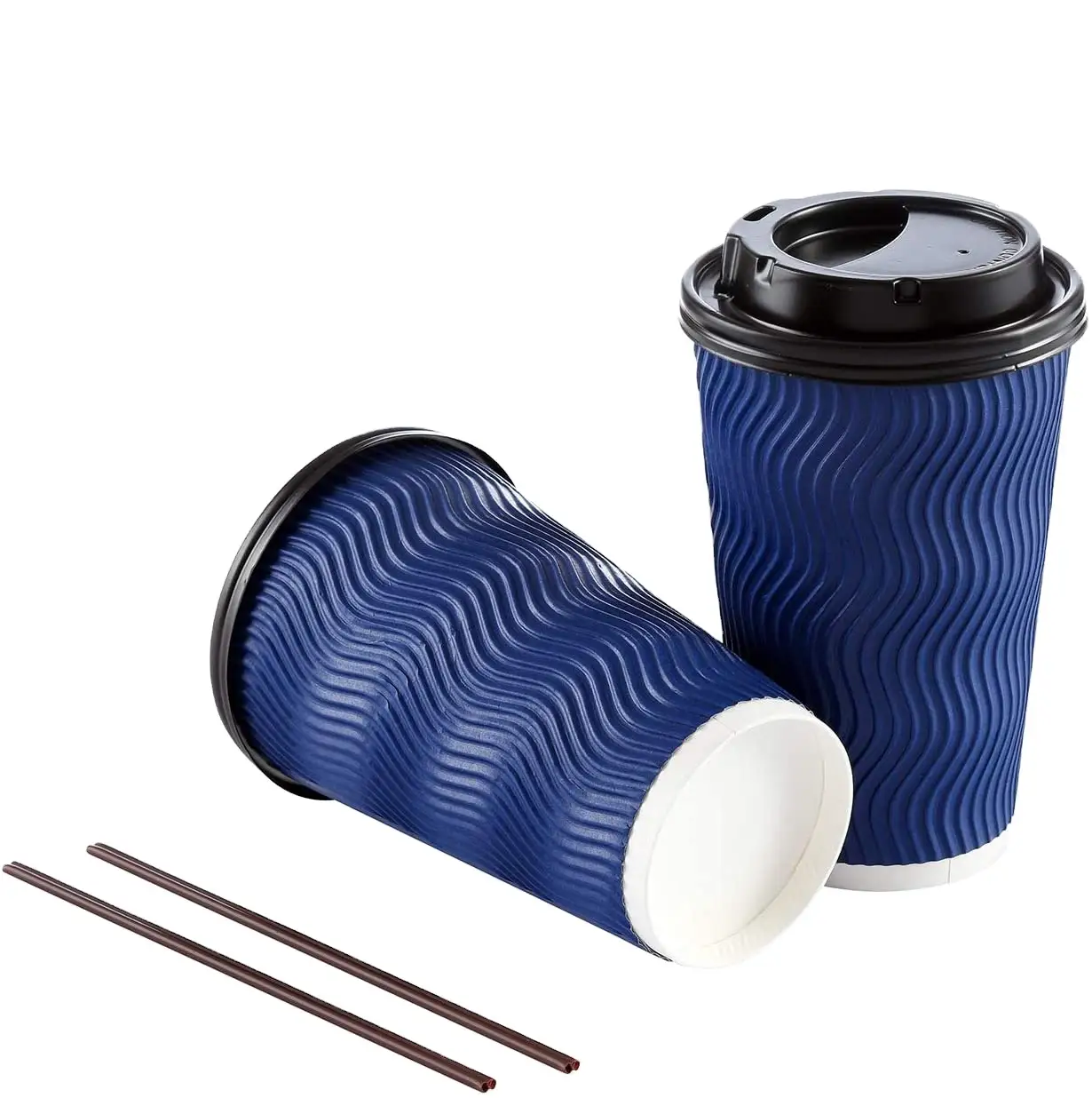 Uchampak- Bicchiere di carta per caffè caldo usa e getta a doppia parete per tazze da 8 once 12 once 16 once 20 once Tazza da parete ondulata con stampa 1