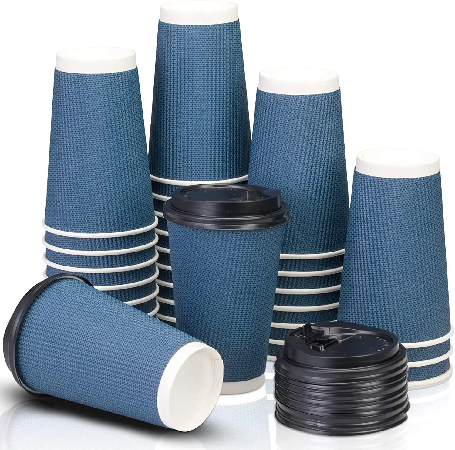 Uchampak-бумажный стаканчик для горячего кофе, одноразовый, с двойной стенкой, с волнистой стенкой, для чашек с печатью на 8 унций, 12 унций, 16 унций, стакан из гофрированной бумаги 1