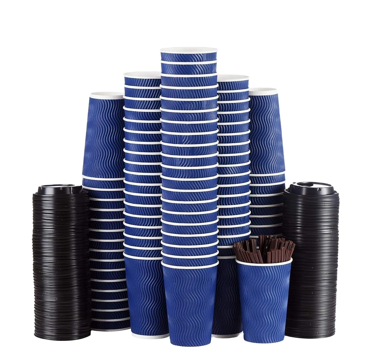 Uchampak - Hot Coffee Cup Disposable Double Wall Ripple wall for 8oz 12oz 16oz to go cups Printing  Ripple wall cup 1