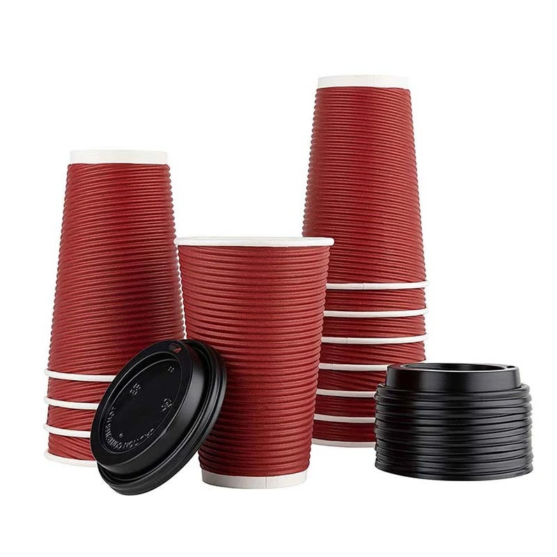 Uchampak - Hot Coffee Paper Cup Black Disposable Double Wall Gold Foil Stamping Custom Logo 1