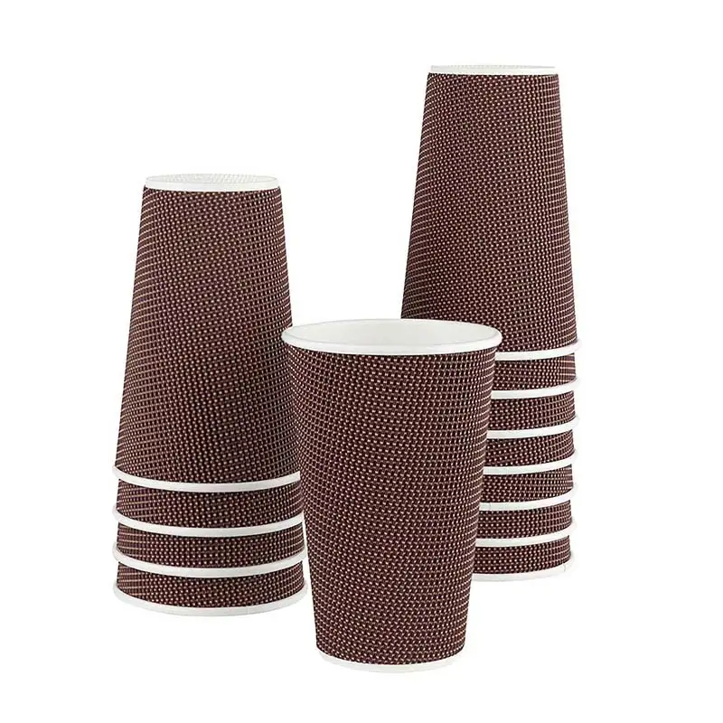 Uchampak- Hot Coffee Paper Cup Custom Logo All 4oz 8oz 12oz Craft Gsm Style Time Packaging Ripple wall cup 1