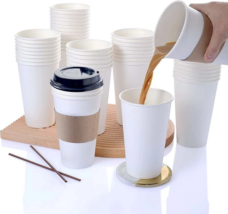 Uchampak- Hot Coffee Cups  and Protective Corrugated Cup Sleeves,100%Blodegradable&amp;Compostable Double wall cup 1