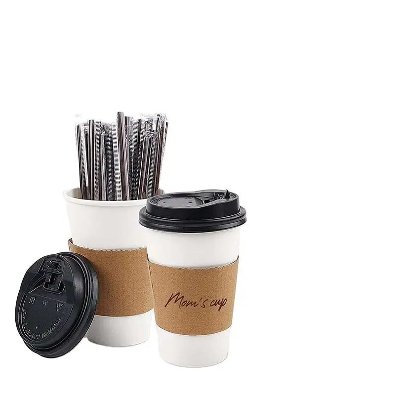 Uchampak - ცხელი ყავის ქაღალდის ჭიქა ერთჯერადი ორმაგი კედლის 8oz 12oz 16oz 20oz შეფუთვა ერთკედლიანი ჭიქა 1